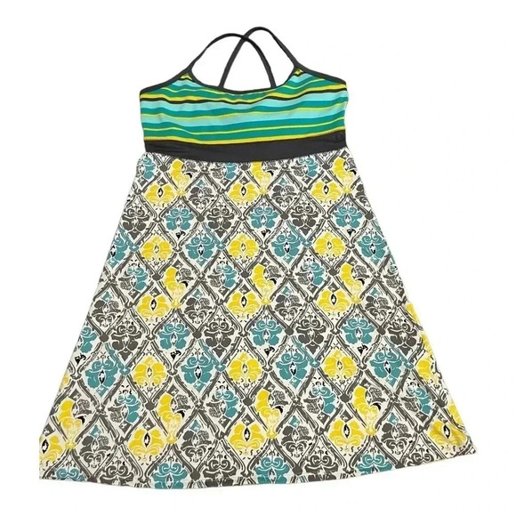 Soybu Yoga Exercise Athletic Dress Yellow Teal Strappy Back Womens size Medium - Picture 3 of 13